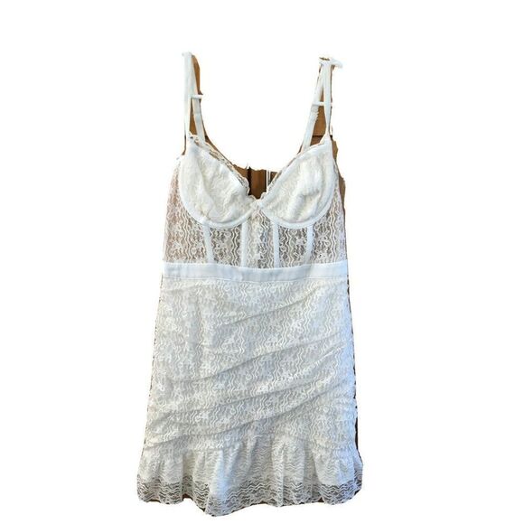For Love & Lemons CARRIE Valentine's Day Corset Lace DRESS M Ivory Straps Lined - Picture 1 of 11
